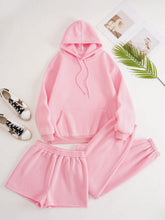 Kangaroo Pocket Drawstring Thermal Lined Hoodie & Sweatpants & Track Shorts